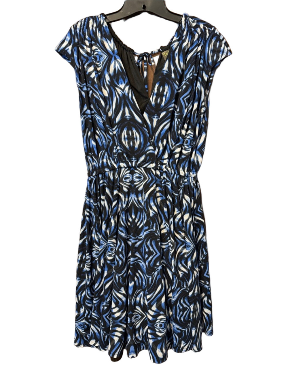 Just...Taylor Blue and Black Abstract Midi Dress Size 8 - Picture 2 of 3
